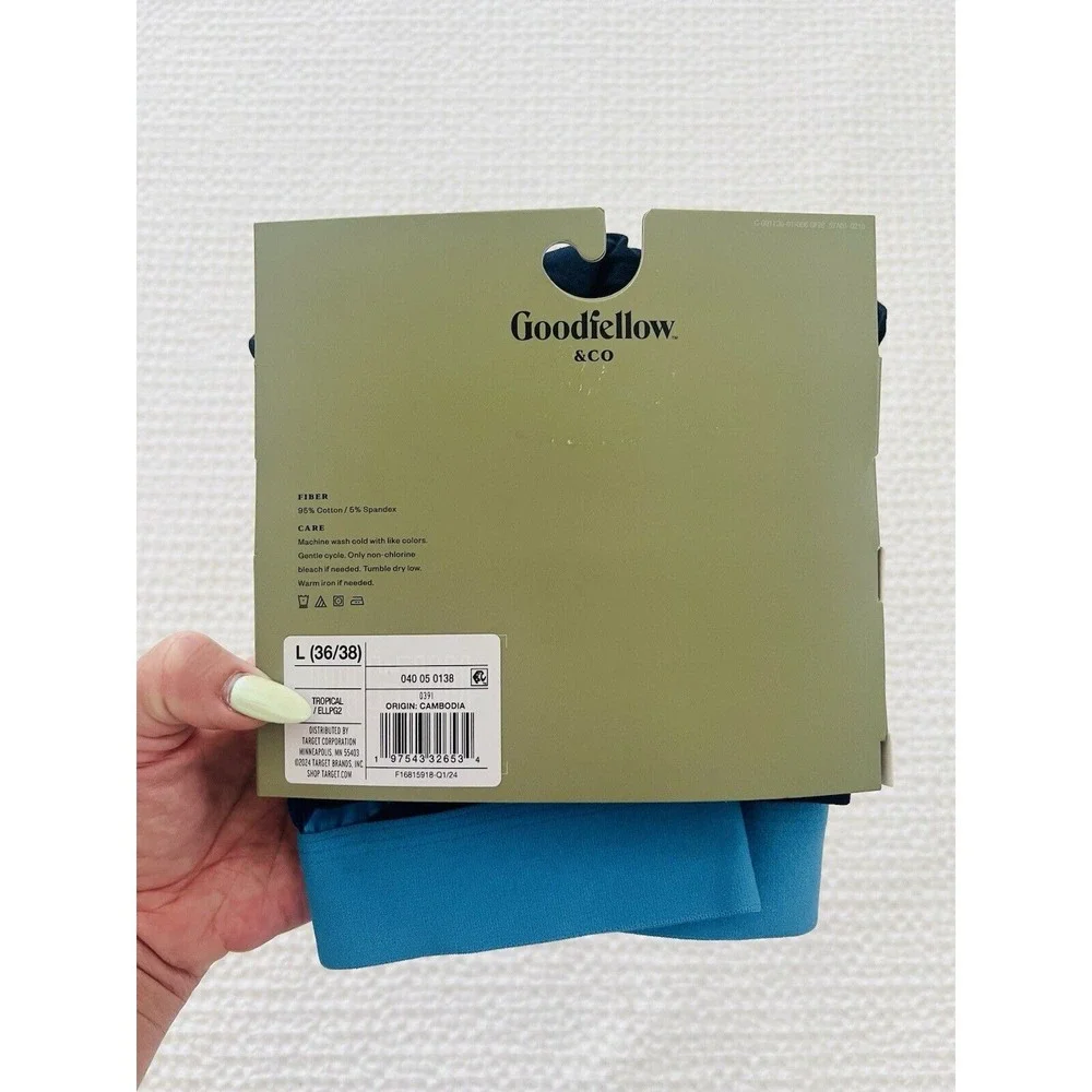 Goodfellow & Co 2 Pack Mens Cotton Trunks Boxer briefs Underwear Size Large BLUE